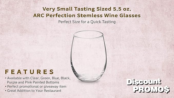DISCOUNT PROMOS Stemless Wine Glasses by ARC 5.5 oz. Set of 12, Bulk Pack - Image 2