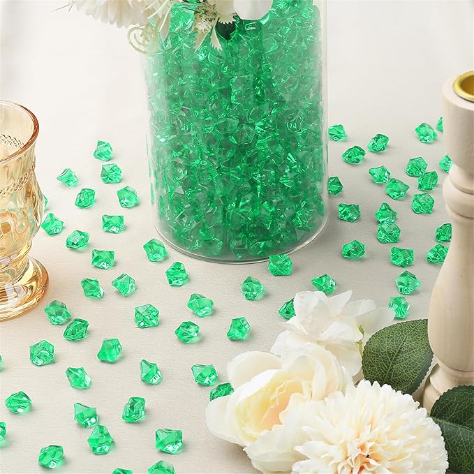 YATOJUZI 500pcs Fake Ice Cubes Seagreen Acrylic Crushed Rocks Green Vase - Image 5