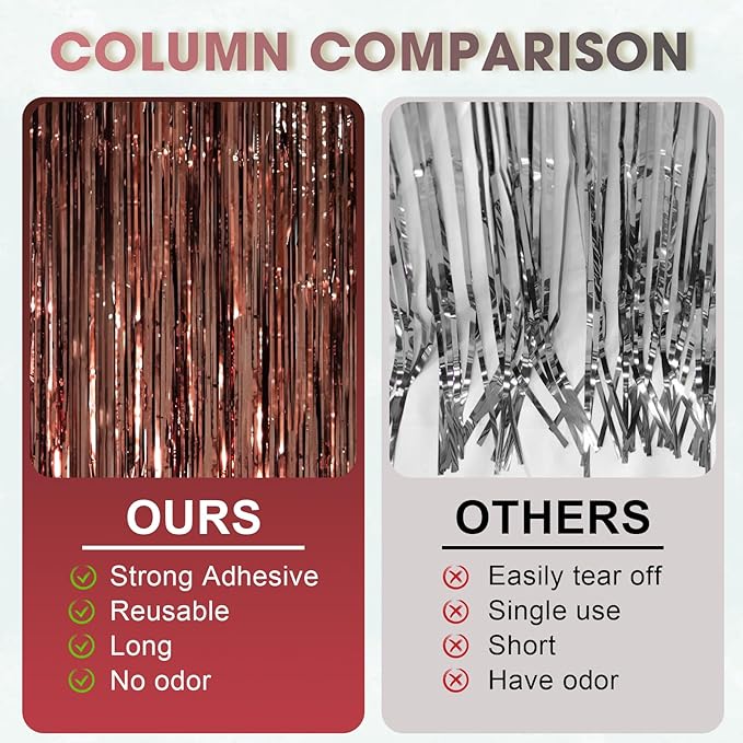 2 Pack Brown Foil Fringe Backdrop Curtains, Tinsel Streamers Party Decorations - Image 3