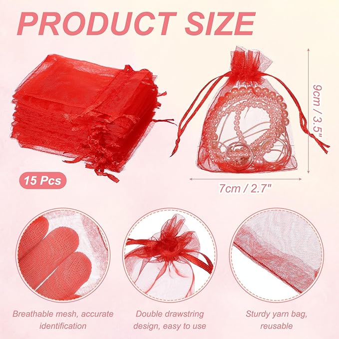 uxcell 50 Pcs Organza Gift Bags, 2.7x3.5 Inch Drawstring Pouches Jewelry Gift - Image 2