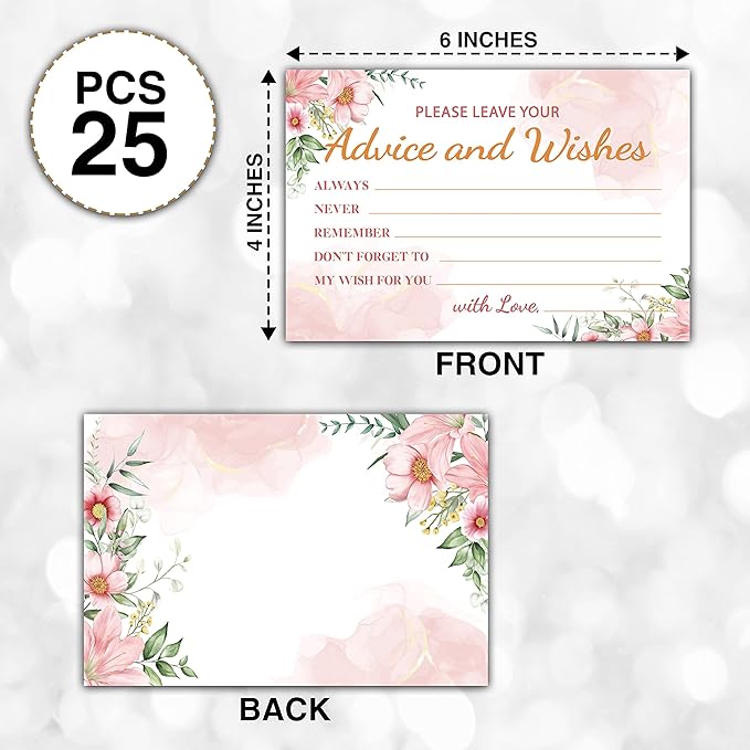 Boho Floral Greenery Advice and Wishes Cards, Mr and Mrs, Bride Shower - Image 2