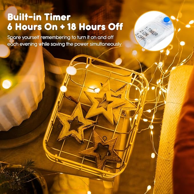 Minetom 12 Pack Fairy Lights Battery Operated String Lights - 7ft 20 LED - Image 4