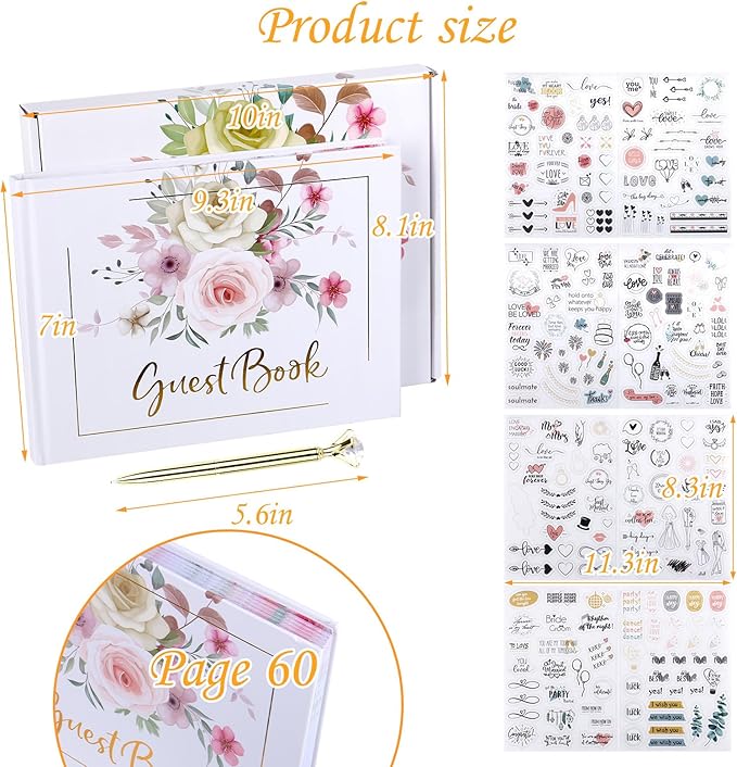 Wedding Guest Book, 9x7''120 Page/60 Sheets Hardcover Personalized Wedding - Image 2