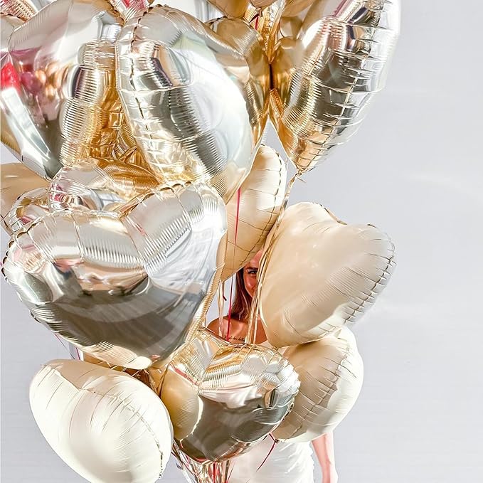 Champagne Gold Heart Balloons, 18Inch Helium Polyester Film Balloon - Image 7