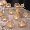 DARJEN 12Pcs Gold Glass Candle Holders by DARJEN
