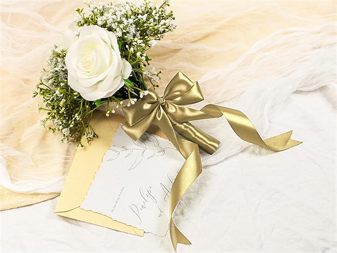 Light Gold Satin Ribbon 1 inch X Continuous 100 Yards, Single Face Polyester - Image 6
