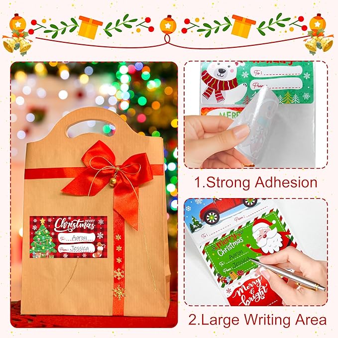 500 PCS Christmas Gift Tags, Christmas Name Tags Stickers Roll, Self-Adhesive - Image 4