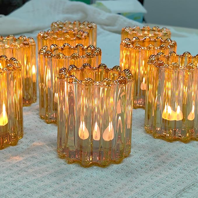 GOLDEAL 6Pcs Gold Glass Votive Candle Holders Tealight Holders Decorative - Image 5