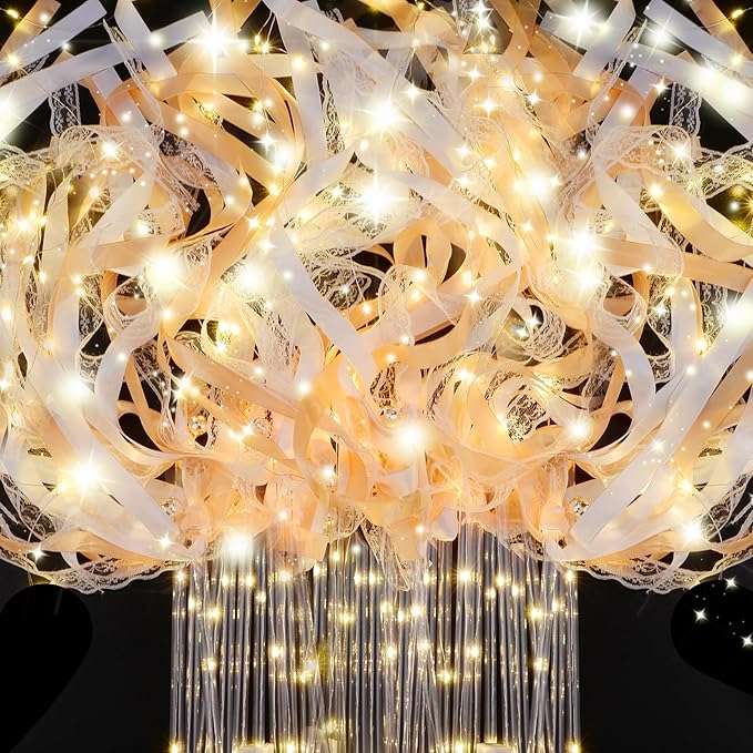 200 PCS Wedding Wands with Lights, Fairy Wands, LED Silk Fairy Wand with Bells by GlowPartySupplies