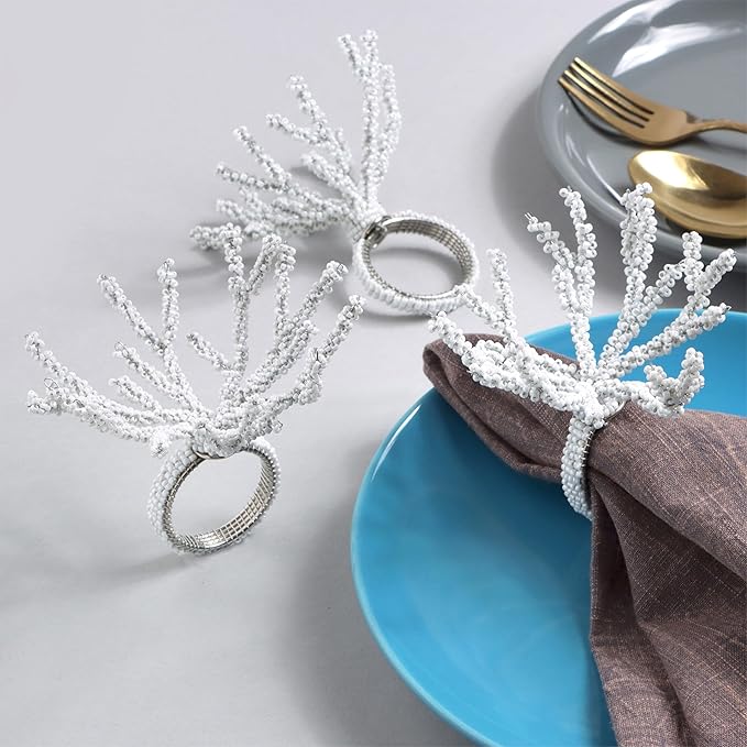 Beaded Napkin Rings Set for Dining Table - Image 4