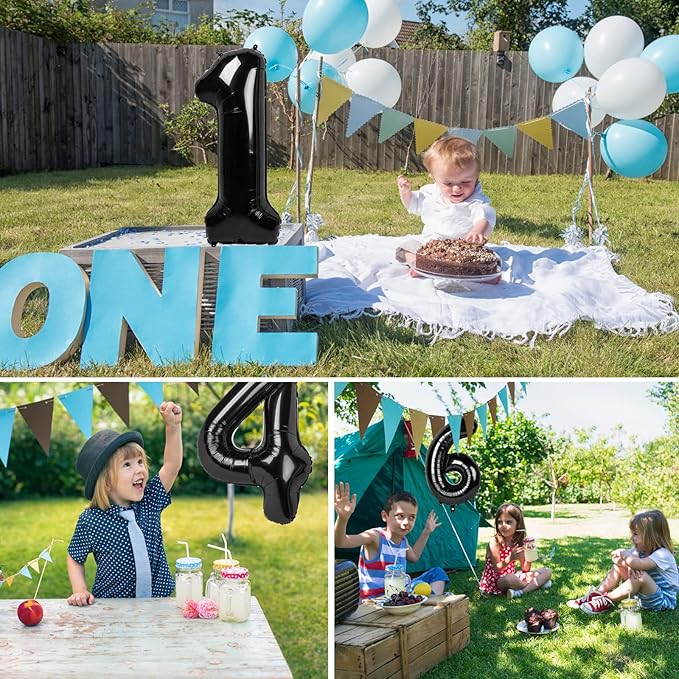 40 Inch Black Number Balloon 0-9, Big Size Happy Birthday Balloon, Foil Helium - Image 9