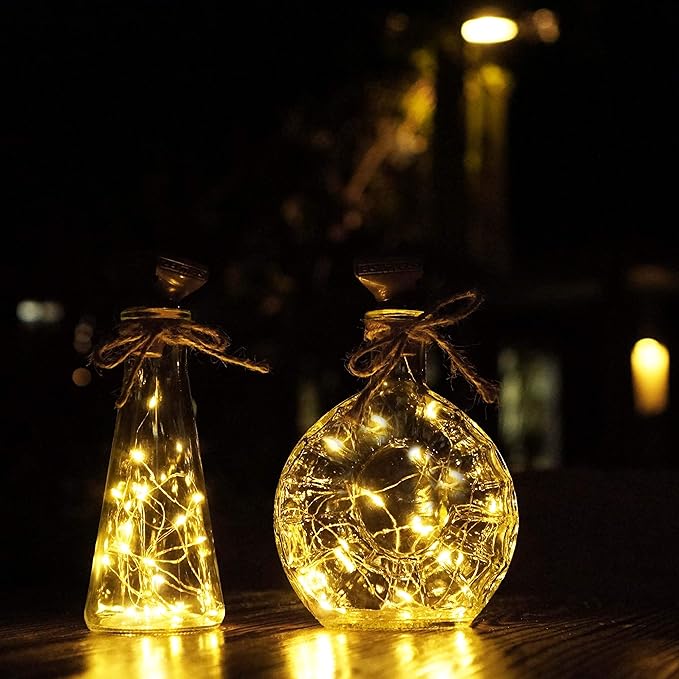 Decorman 10 Pack Solar Wine Bottle Lights 20 LEDs Waterproof Fairy Cork String - Image 6