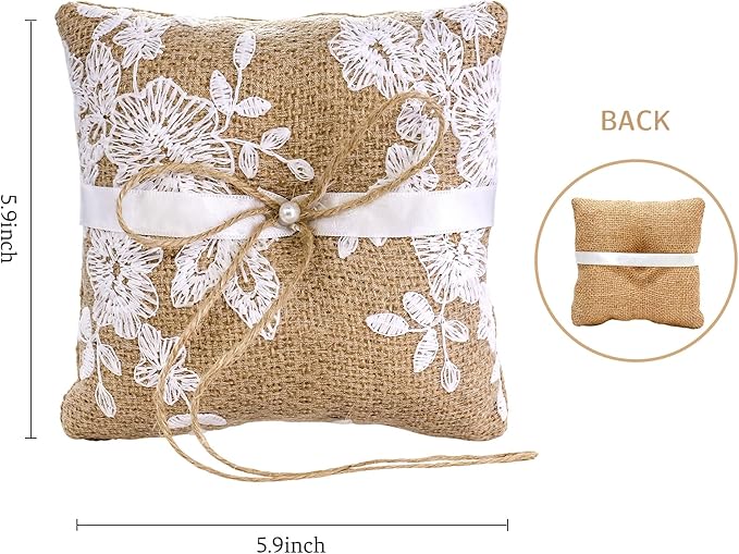 Ring Bearer Pillows Lace Bow Flower - Image 6