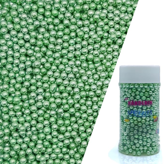 Edible Silver Green Pearl Sugar Sprinkles Candy 4mm Mini Pearls Cake by KandlrikMagicSprinkles
