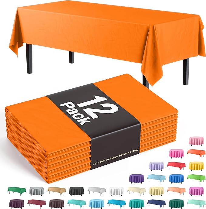 Exquisite 12-Pack Premium Plastic Tablecloth 54in. x 108in. Rectangle Table by Exquisite