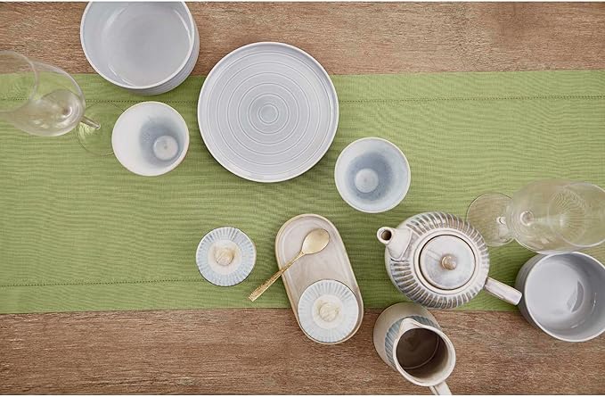 Solino Home Linen Moss Green Hemstitch Table Runner 48 Inches - Image 3