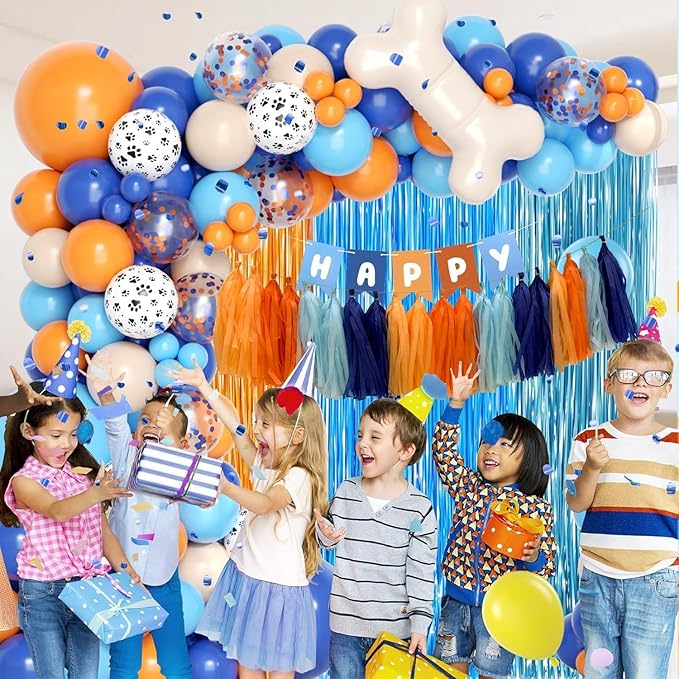 Blue and Orange Tissue Paper Tassel Garland, Tissue Tassel Banner - Image 6