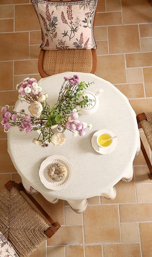ISAENNE French Tablecloth for Round Tables, Linen Table Cloth - Image 5