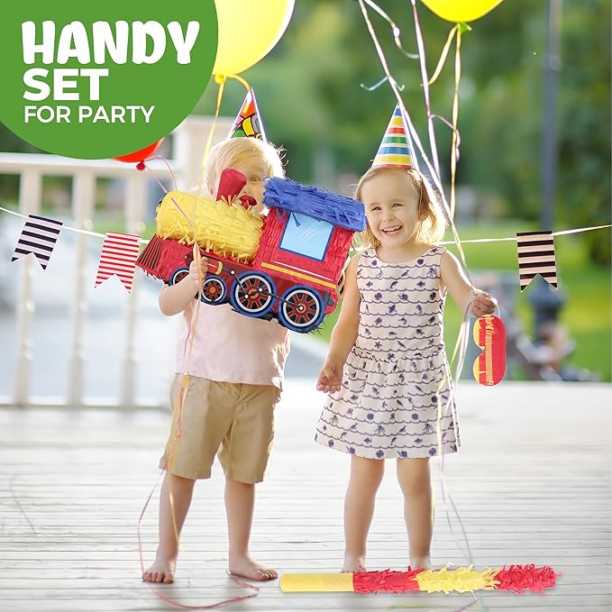 3D Train Pinata Bundle with a Blindfold and Bat, Train Pinata - Image 5