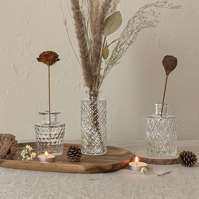 Glass Bud Vase Set of 3 Pcs Small Minimalist Vases - Image 6