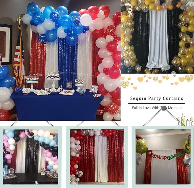 White Sequin Backdrop 2FTx8FT 4 Panels Curtains Party Curtains Sparkle Glitter - Image 5