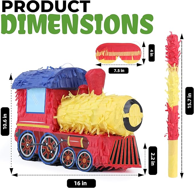 3D Train Pinata Bundle with a Blindfold and Bat, Train Pinata - Image 2