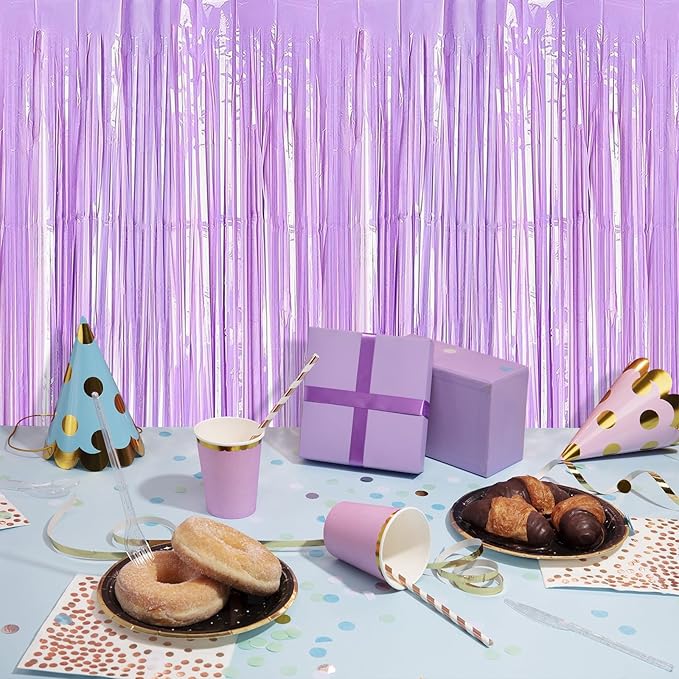 10 Pack Purple Foil Curtain Backdrop 3.2ft x 8.2ft Macaron Tinsel Foil Fringe - Image 5