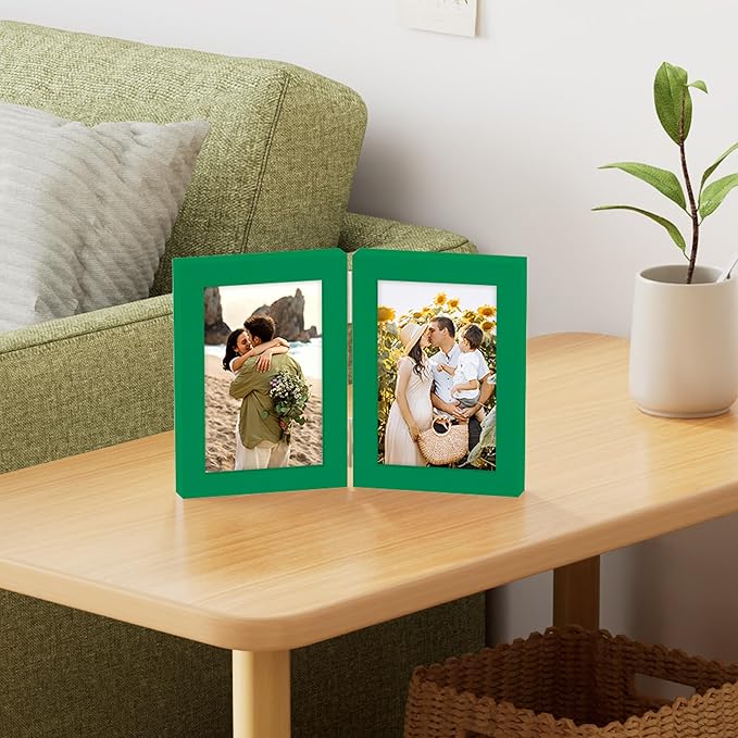 decorUhome Double 4x6 Picture Frame Vertical, Engineered Wood Bifold Photo Frame - Image 2