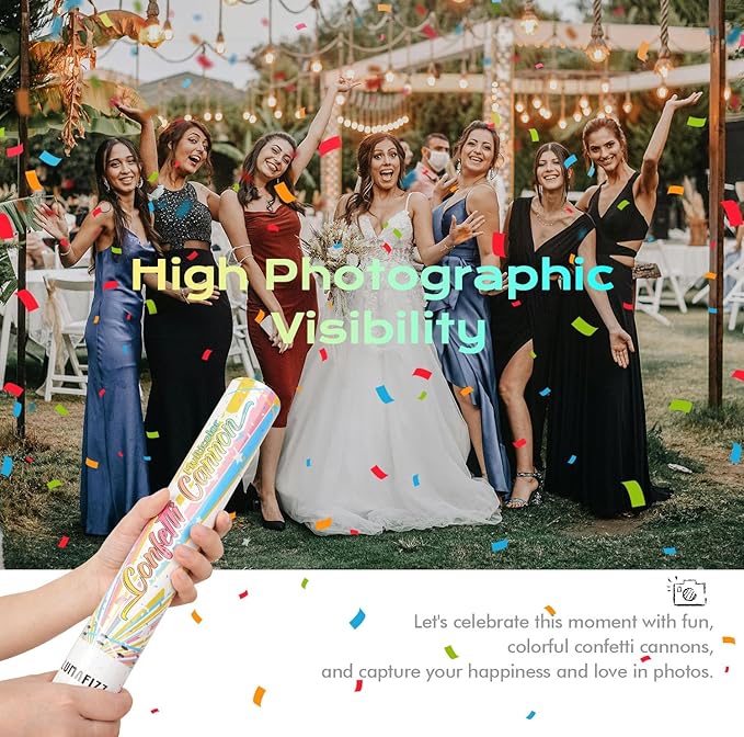 12 InchConfetti Biodegradable [6 Pack Confetti Cannons | Multicolor Confetti - Image 4