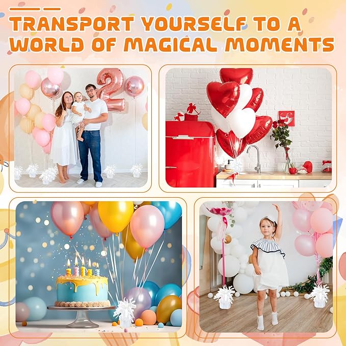 6 Pack White Balloon Weights Metallic Holder Anchors Balloon Holder Weights - Image 5