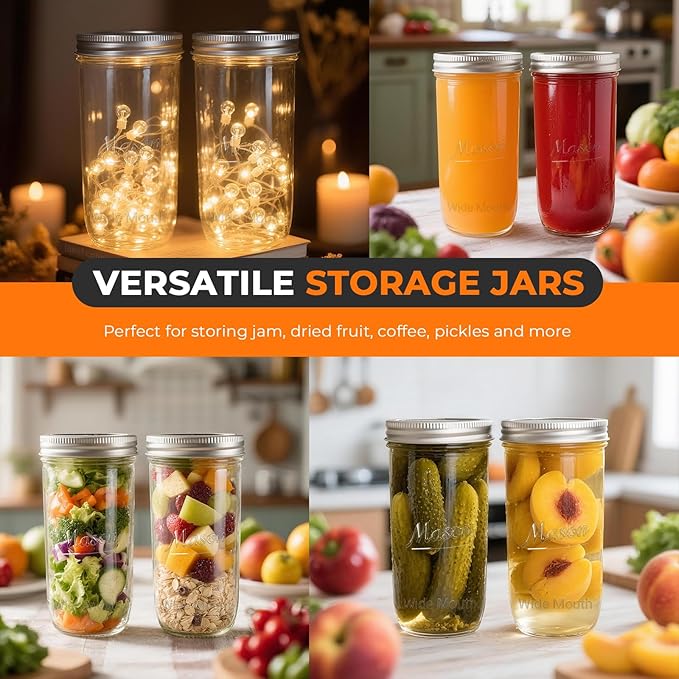 CycleMore 24 oz Wide Mouth Mason Jars, Canning Jars - Image 4