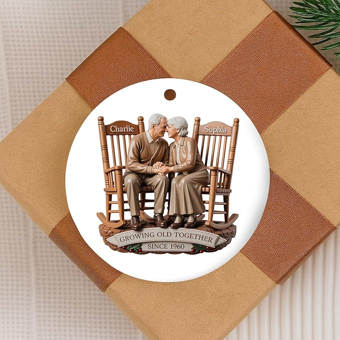 Love Signal Growing Old Together Christmas Ornament, Personalized Couple - Image 5