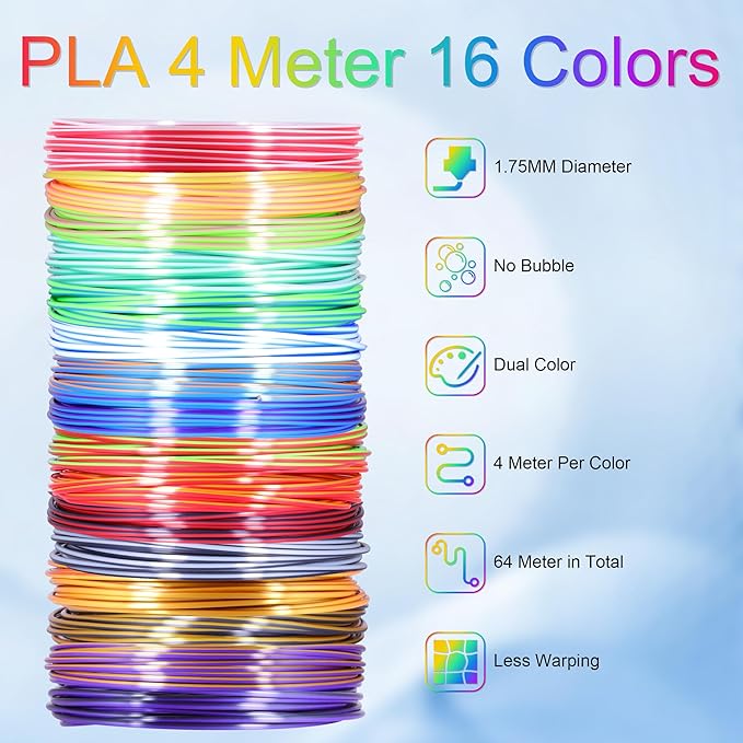 MIKA3D 2 Dual Color in 1 Silk PLA Filament Refill Sample Pack, 16 Different - Image 2