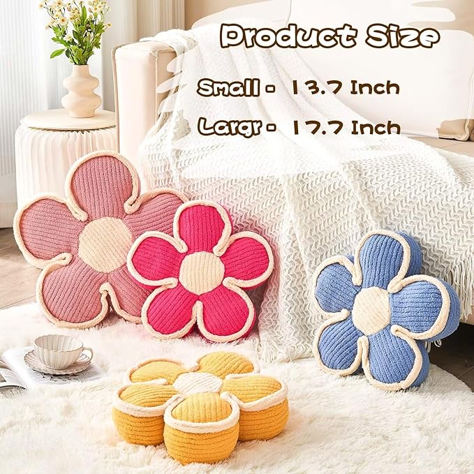 Flower Pillow, Soft Flower Shaped Floor Cushion, Decorative Throw Pillow - Image 3