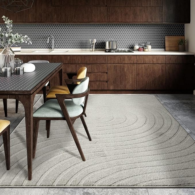 LUXE WEAVERS Modern Geometric Wave Gray 5x7 Area Rug - Image 4