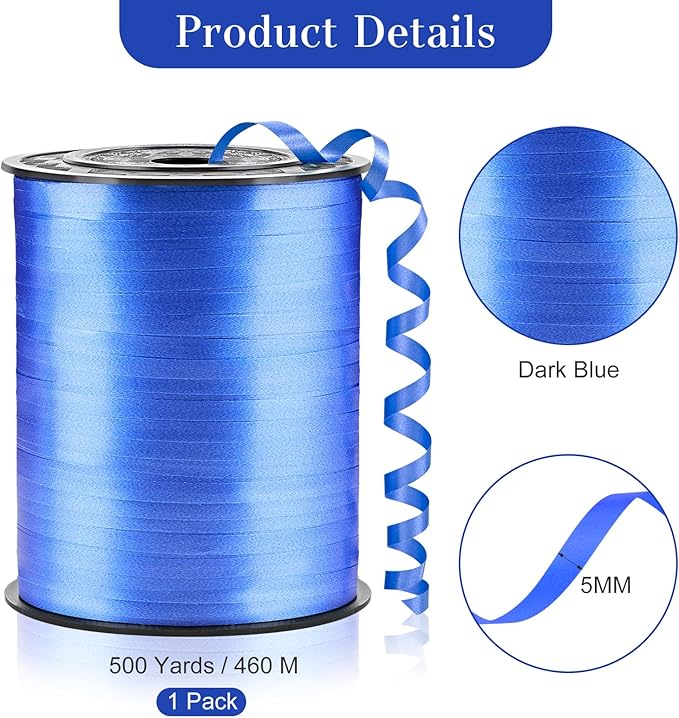 500 Yards Dark Blue Curling Ribbon-Balloon String-Balloon Ribbon Roll - Image 2