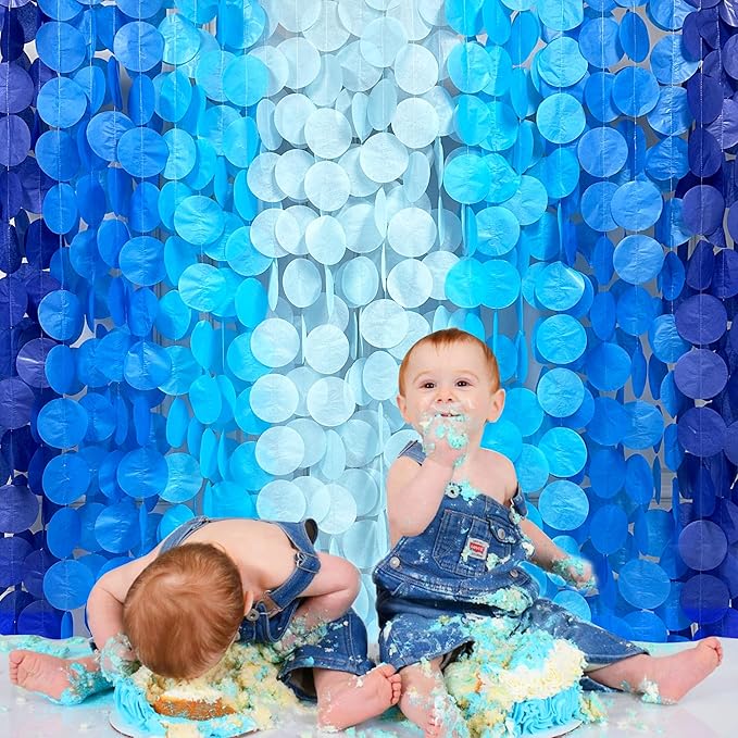PinkBlume 205 Ft Blue Party Decorations Ombre Navy Circle Dot Backdrop Streamer - Image 4