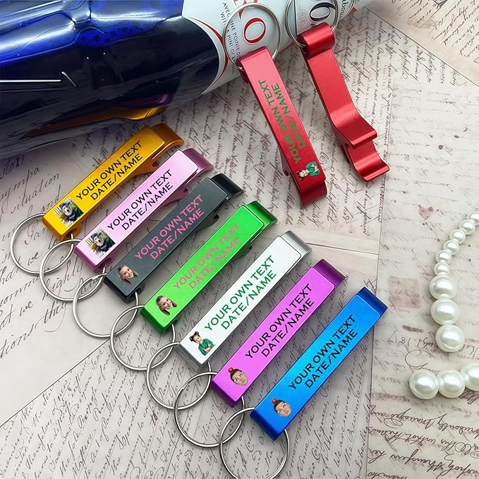 UBJVA Custom Bottle Opener Bulk Personalized Aluminum Bottle Opener Keychains - Image 4