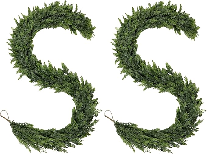 2PCS Christmas Cedar Garland 6FT Artificial Realistic Soft and Thickness Green by Devonwide