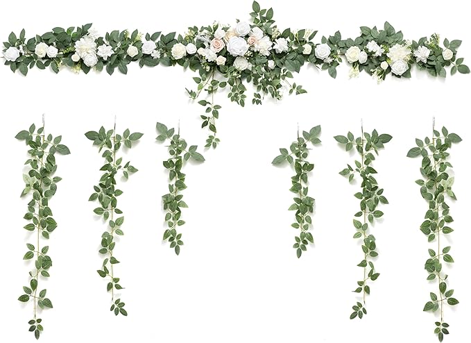 Ling's Moment 6.5FT Artificial Wedding Arch Flowers, Backdrop Floral Garland - Image 7