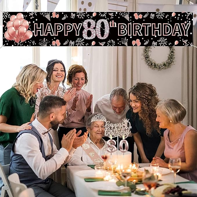80th Birthday Decorations for Women, Including 80th Birthday Sash and Crown - Image 3