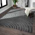 LUXE WEAVERS Modern Geometric Wave Anthracite 5x7 Area Rug by LuxeWeavers