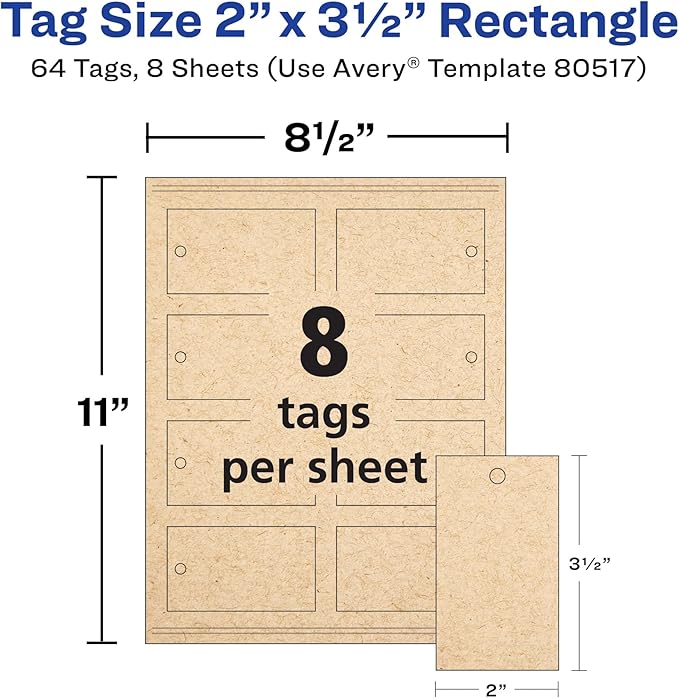 Avery Kraft Brown Rectangle Tags, Sure Feed Technology, Laser/Inkjet Printable - Image 5