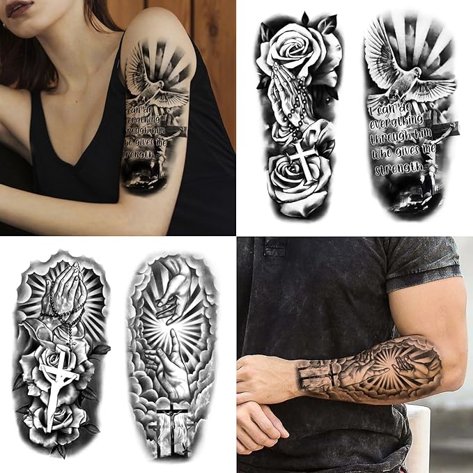 77 Sheets Christian Temporary Tattoo Adult, Religious Jesus Christ Cross Angels - Image 6