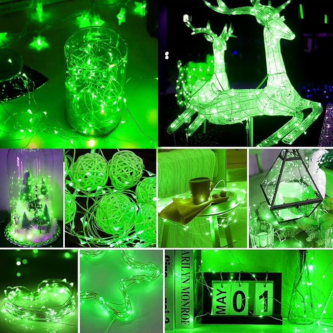 pozzolanas 100 Pack Green Battery Operated String Lights - 7ft Waterproof - Image 6