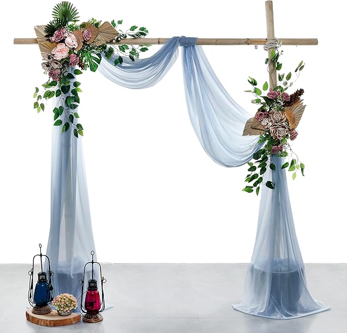 VDS Pack of 3 Panel Wedding Arch Draping Fabric Sheer Chiffon Fabric Drapery - Image 2