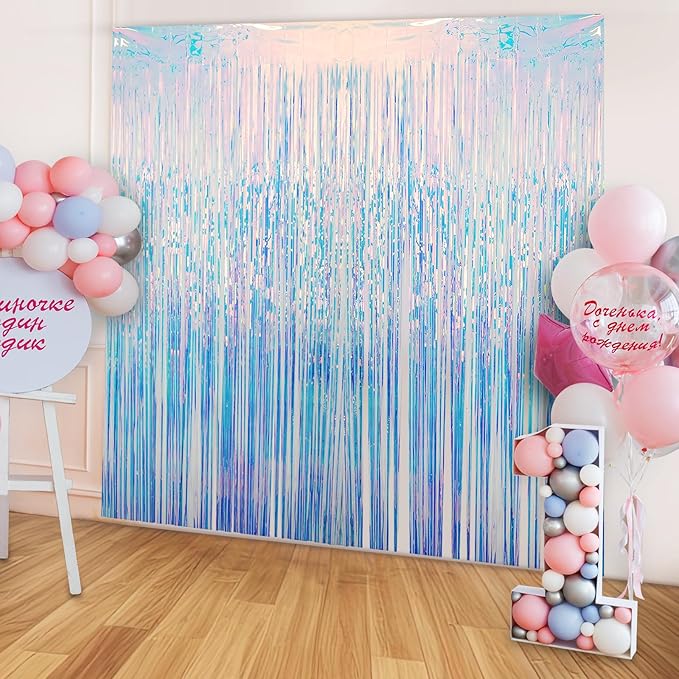 2 Pack Fringe Curtains Party Decorations, Tinsel Backdrop Curtains - Image 2