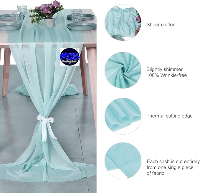 MDS 2 Pack 14ft Chiffon Table Runner 29 x 170 Inches Sheer Wedding Runner - Image 6