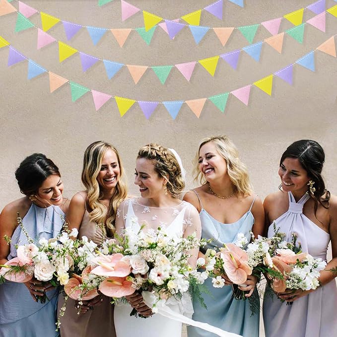 pinkblume Pastel Party Decoration Macaron Felt Hanging Triangle Mini Bunting - Image 8