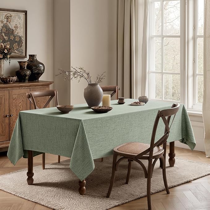 MIULEE Sage Green Linen Tablecloth 60x104 Inch Rectangle Table Cloth Waterproof - Image 4